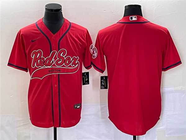Men%27s Boston Red Sox Blank Red With Patch Cool Base Stitched Baseball Jersey
